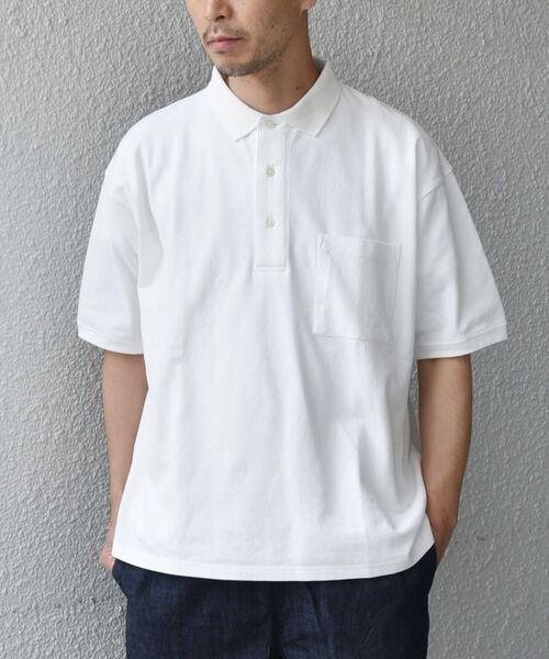 SHIPS any（シップス エニィ）の「*SHIPS any: マルチファンクション オーバーサイズ ポロシャツ◇（ポロシャツ・メンズ・ホワイト/ブラック/ネイビー/カーキ/グリーン/グレー・SMALL/MEDIUM/LARGE）」の2枚目の写真