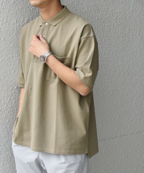 SHIPS any（シップス エニィ）の「*SHIPS any: マルチファンクション オーバーサイズ ポロシャツ◇（ポロシャツ・メンズ・ホワイト/ブラック/ネイビー/カーキ/グリーン/グレー・SMALL/MEDIUM/LARGE）」の5枚目の写真