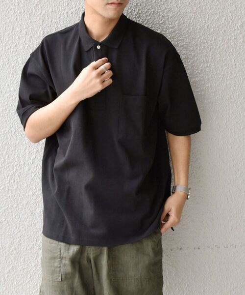 SHIPS any（シップス エニィ）の「*SHIPS any: マルチファンクション オーバーサイズ ポロシャツ◇（ポロシャツ・メンズ・ホワイト/ブラック/ネイビー/カーキ/グリーン/グレー・SMALL/MEDIUM/LARGE）」の22枚目の写真