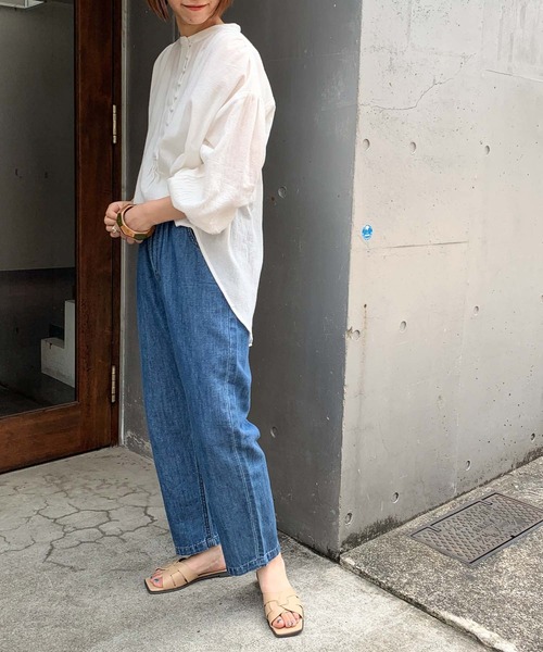 CIAOPANIC TYPY（チャオパニックティピー）の「【ZOZOTOWN限定】バンドカラーギャザーボイルブラウス（シャツ/ブラウス・レディース・ブラック/オフホワイト/グリーン/グレイッシュベージュ/イエロー・ONE SIZE）」の12枚目の写真