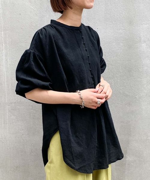 CIAOPANIC TYPY（チャオパニックティピー）の「【ZOZOTOWN限定】バンドカラーギャザーボイルブラウス（シャツ/ブラウス・レディース・ブラック/オフホワイト/グリーン/グレイッシュベージュ/イエロー・ONE SIZE）」の14枚目の写真