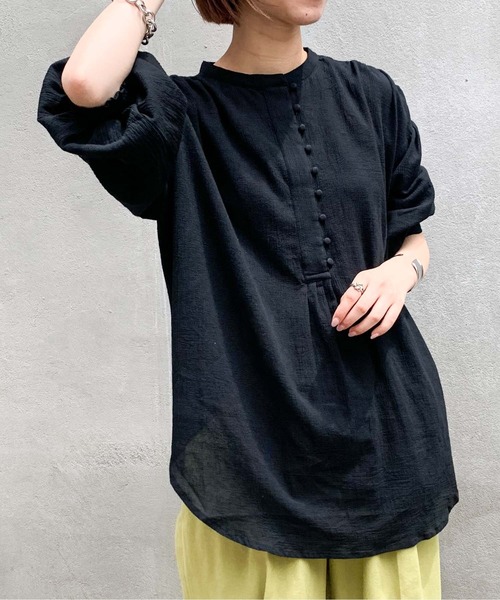 CIAOPANIC TYPY（チャオパニックティピー）の「【ZOZOTOWN限定】バンドカラーギャザーボイルブラウス（シャツ/ブラウス・レディース・ブラック/オフホワイト/グリーン/グレイッシュベージュ/イエロー・ONE SIZE）」の15枚目の写真