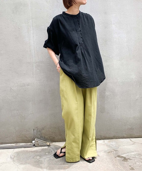 CIAOPANIC TYPY（チャオパニックティピー）の「【ZOZOTOWN限定】バンドカラーギャザーボイルブラウス（シャツ/ブラウス・レディース・ブラック/オフホワイト/グリーン/グレイッシュベージュ/イエロー・ONE SIZE）」の21枚目の写真