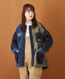CUBE SUGAR（キューブシュガー）の「ナイロンワッシャー ノーカラー ミリタリージャケット（ミリタリージャケット）」