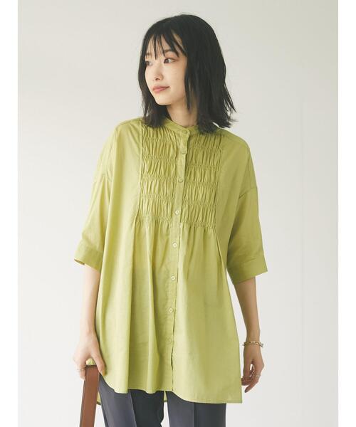 CRAFT STANDARD BOUTIQUE（クラフトスタンダードブティック）の「シャーリングヤーンチュニックシャツ　＊（シャツ/ブラウス・レディース・ライトブルー/オフホワイト/イエロー/モカ・FREE）」の8枚目の写真