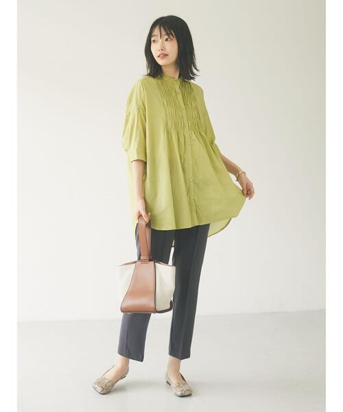 CRAFT STANDARD BOUTIQUE（クラフトスタンダードブティック）の「シャーリングヤーンチュニックシャツ　＊（シャツ/ブラウス・レディース・ライトブルー/オフホワイト/イエロー/モカ・FREE）」の10枚目の写真