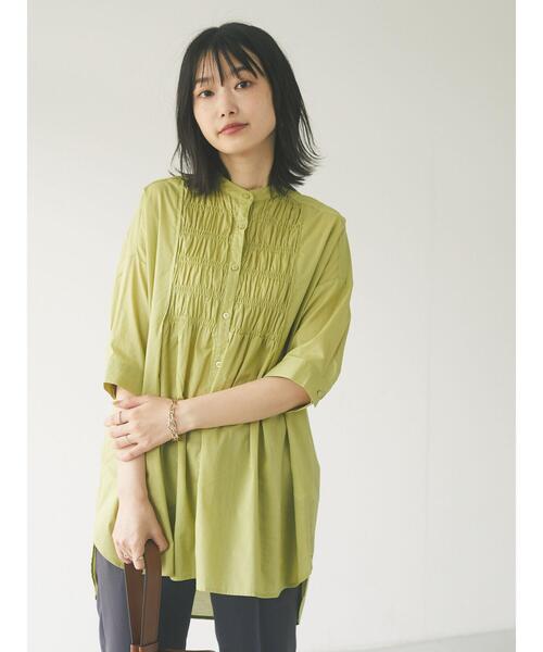 CRAFT STANDARD BOUTIQUE（クラフトスタンダードブティック）の「シャーリングヤーンチュニックシャツ　＊（シャツ/ブラウス・レディース・ライトブルー/オフホワイト/イエロー/モカ・FREE）」の15枚目の写真