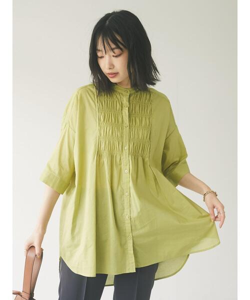 CRAFT STANDARD BOUTIQUE（クラフトスタンダードブティック）の「シャーリングヤーンチュニックシャツ　＊（シャツ/ブラウス・レディース・ライトブルー/オフホワイト/イエロー/モカ・FREE）」の16枚目の写真