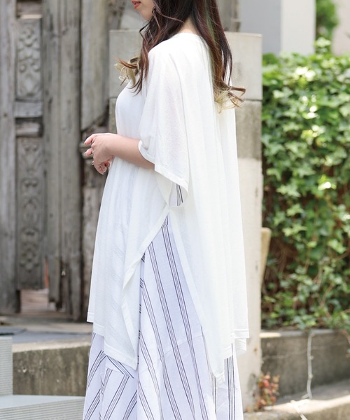 ARCANUM DESIGN（アルカナムデザイン）の「ARL 前後２WAYポンチョ風トップス（Tシャツ/カットソー・レディース・ホワイト/ブラック/ブルー・FREE）」の12枚目の写真