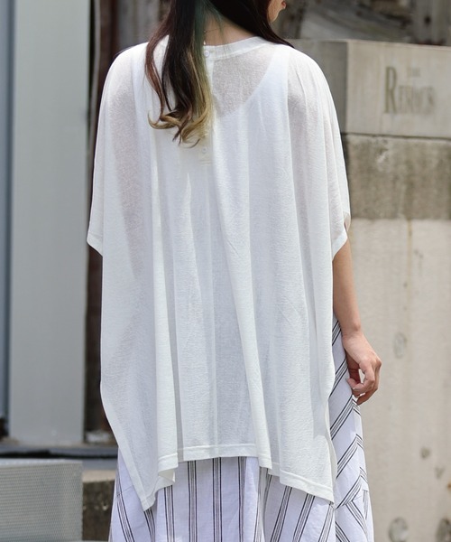 ARCANUM DESIGN（アルカナムデザイン）の「ARL 前後２WAYポンチョ風トップス（Tシャツ/カットソー・レディース・ホワイト/ブラック/ブルー・FREE）」の19枚目の写真