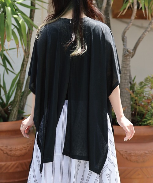 ARCANUM DESIGN（アルカナムデザイン）の「ARL 前後２WAYポンチョ風トップス（Tシャツ/カットソー・レディース・ホワイト/ブラック/ブルー・FREE）」の16枚目の写真