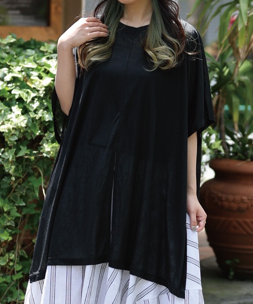 ARCANUM DESIGN（アルカナムデザイン）の「ARL 前後２WAYポンチョ風トップス（Tシャツ/カットソー・レディース・ホワイト/ブラック/ブルー・FREE）」の5枚目の写真