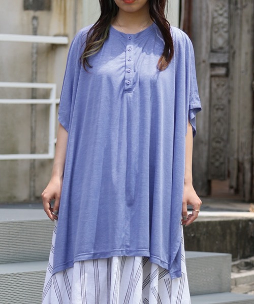 ARCANUM DESIGN（アルカナムデザイン）の「ARL 前後２WAYポンチョ風トップス（Tシャツ/カットソー・レディース・ホワイト/ブラック/ブルー・FREE）」の9枚目の写真