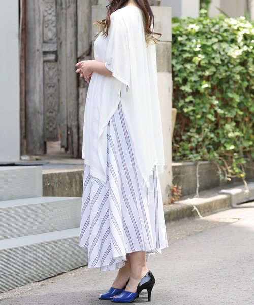 ARCANUM DESIGN（アルカナムデザイン）の「ARL 前後２WAYポンチョ風トップス（Tシャツ/カットソー・レディース・ホワイト/ブラック/ブルー・FREE）」の10枚目の写真