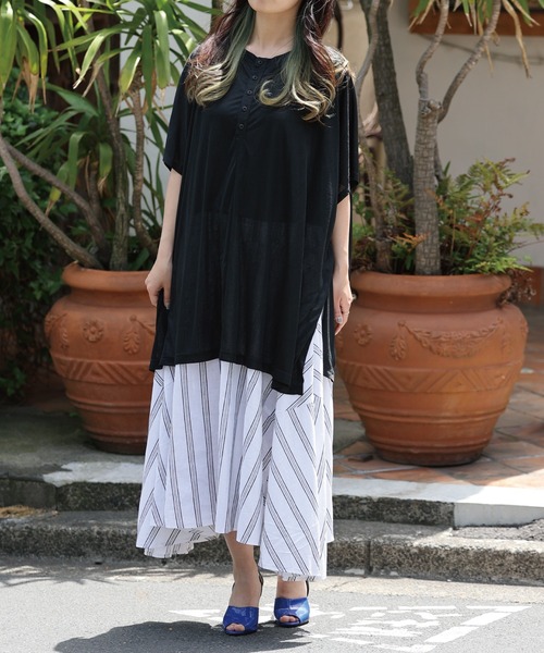 ARCANUM DESIGN（アルカナムデザイン）の「ARL 前後２WAYポンチョ風トップス（Tシャツ/カットソー・レディース・ホワイト/ブラック/ブルー・FREE）」の21枚目の写真