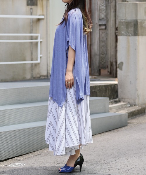 ARCANUM DESIGN（アルカナムデザイン）の「ARL 前後２WAYポンチョ風トップス（Tシャツ/カットソー・レディース・ホワイト/ブラック/ブルー・FREE）」の11枚目の写真