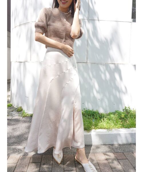 MERCURYDUO（マーキュリーデュオ）の「ミニシャギーコンパクトニットカーディガン（カーディガン/ボレロ・レディース・ブラウン/アイボリー/ミント/ラベンダー・FREE）」の6枚目の写真