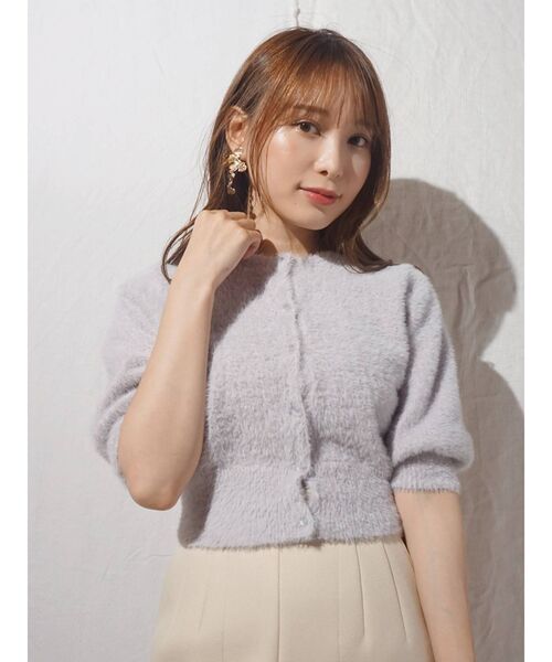 MERCURYDUO（マーキュリーデュオ）の「ミニシャギーコンパクトニットカーディガン（カーディガン/ボレロ・レディース・ブラウン/アイボリー/ミント/ラベンダー・FREE）」の15枚目の写真