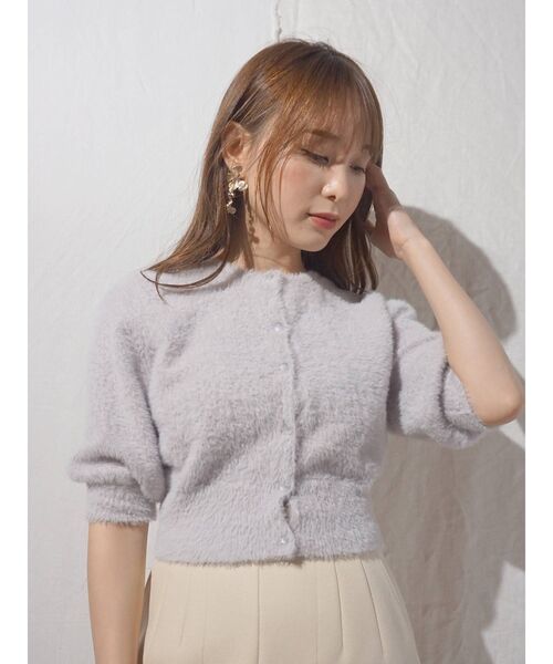 MERCURYDUO（マーキュリーデュオ）の「ミニシャギーコンパクトニットカーディガン（カーディガン/ボレロ・レディース・ブラウン/アイボリー/ミント/ラベンダー・FREE）」の17枚目の写真