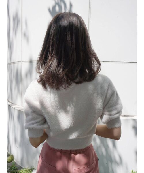 MERCURYDUO（マーキュリーデュオ）の「ミニシャギーコンパクトニットカーディガン（カーディガン/ボレロ・レディース・ブラウン/アイボリー/ミント/ラベンダー・FREE）」の18枚目の写真