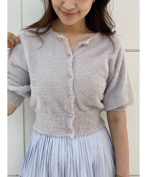 MERCURYDUO（マーキュリーデュオ）の「ミニシャギーコンパクトニットカーディガン（カーディガン/ボレロ・レディース・ブラウン/アイボリー/ミント/ラベンダー・FREE）」の22枚目の写真