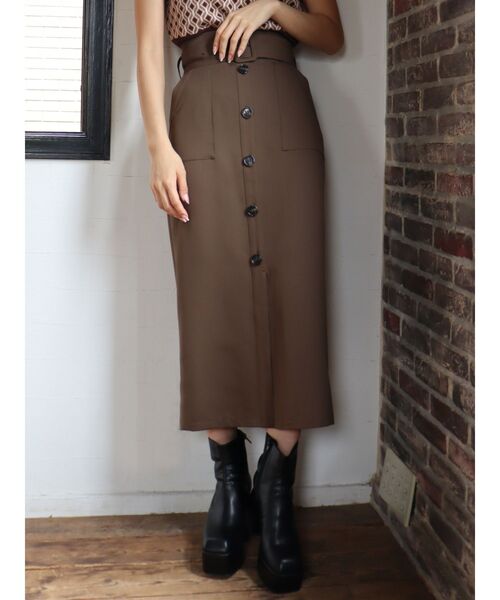 MURUA（ムルーア）の「フロントボタンペンシルスカート（スカート・レディース・グリーン/モカ/その他1・1/2）」の2枚目の写真