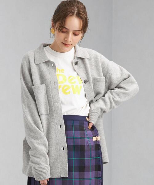 green label relaxing(グリーンレーベルリラクシング)の「シャツカラー ソフト カーディガン(ニット/セーター・レディース・ブラック/ベージュ/ライトグレー・FREE)」の1枚目の写真