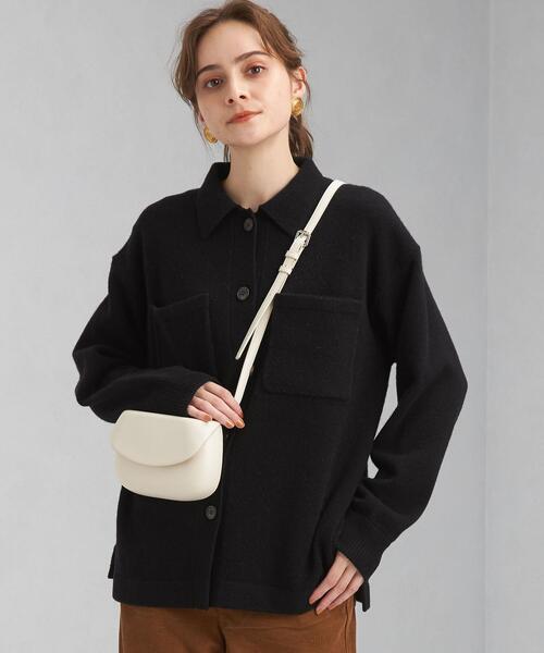 green label relaxing(グリーンレーベルリラクシング)の「シャツカラー ソフト カーディガン(ニット/セーター・レディース・ブラック/ベージュ/ライトグレー・FREE)」の2枚目の写真