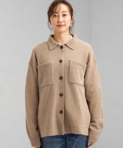 green label relaxing(グリーンレーベルリラクシング)の「シャツカラー ソフト カーディガン(ニット/セーター・レディース・ブラック/ベージュ/ライトグレー・FREE)」の4枚目の写真