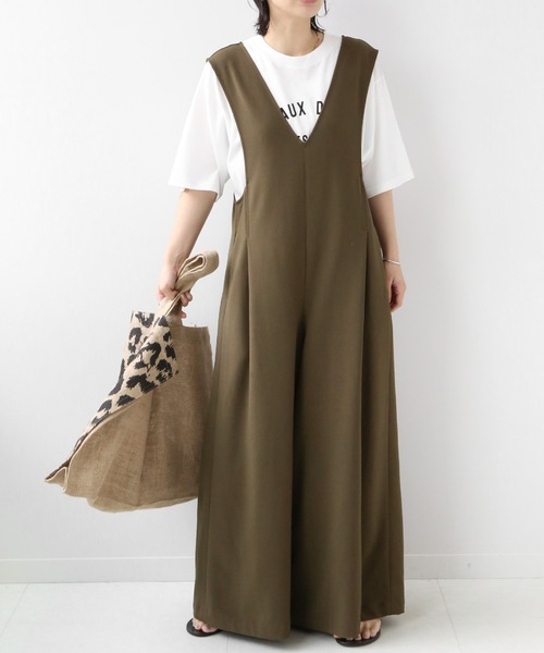 JOURNAL STANDARD relume（ジャーナルスタンダード　レリューム）の「ウォッシャブルTRワイドサロペット◆（サロペット/オーバーオール・レディース・ブラック/カーキ・36/38）」の4枚目の写真