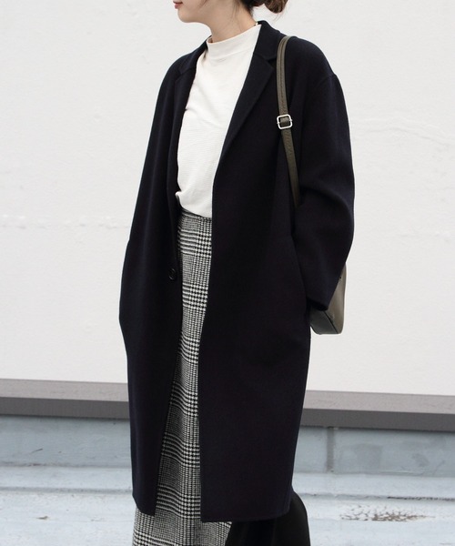 LE GLAZIK(ルグラジック)の「LE GLAZIK/ル グラジック チェスターコート CHESTER COAT #JL-8101SRV(チェスターコート・レディース・チェック/ダークネイビー・36)」の2枚目の写真