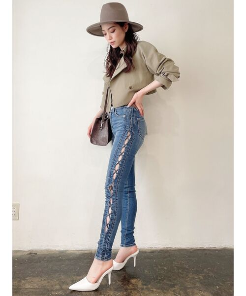 GYDA(ジェイダ)の「サイドレースアップデニムスキニーパンツ(デニムパンツ・レディース・インディゴブルー/ブルー・SMALL/MEDIUM/X-SMALL)」の8枚目の写真