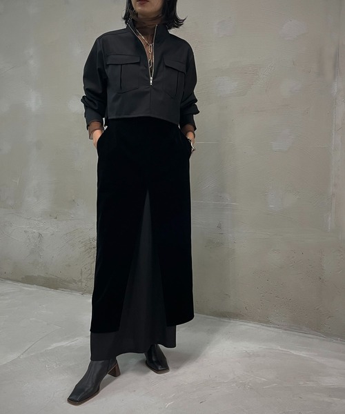 &g'aime(アンジェム)の「【&g'aime】フロントジッパーショートブラウス(シャツ/ブラウス・レディース・ブラック/チャコールグレー/グレイッシュベージュ・FREE)」の5枚目の写真