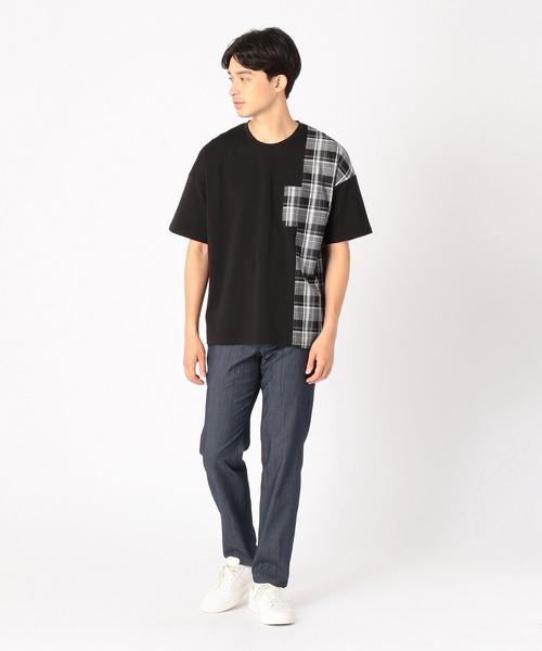 COMME CA ISM(コムサイズム)の「チェック柄 コンビTシャツ(Tシャツ/カットソー・メンズ・ブラック/ネイビー・MEDIUM/LARGE)」の9枚目の写真