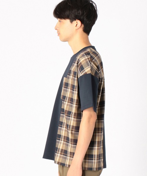 COMME CA ISM(コムサイズム)の「チェック柄 コンビTシャツ(Tシャツ/カットソー・メンズ・ブラック/ネイビー・MEDIUM/LARGE)」の5枚目の写真