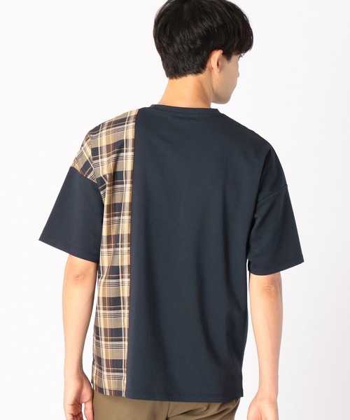 COMME CA ISM(コムサイズム)の「チェック柄 コンビTシャツ(Tシャツ/カットソー・メンズ・ブラック/ネイビー・MEDIUM/LARGE)」の4枚目の写真
