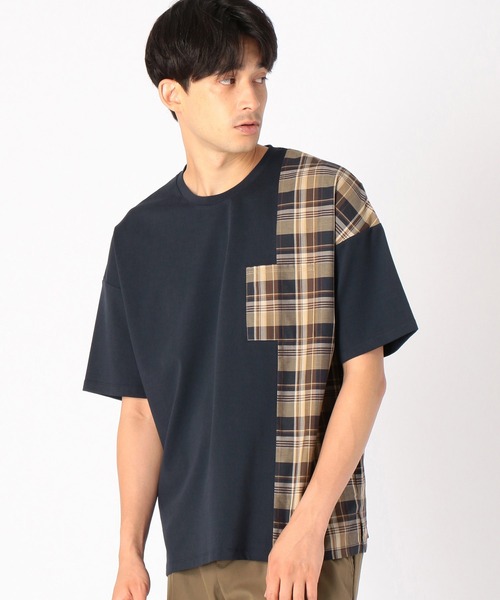 COMME CA ISM(コムサイズム)の「チェック柄 コンビTシャツ(Tシャツ/カットソー・メンズ・ブラック/ネイビー・MEDIUM/LARGE)」の12枚目の写真