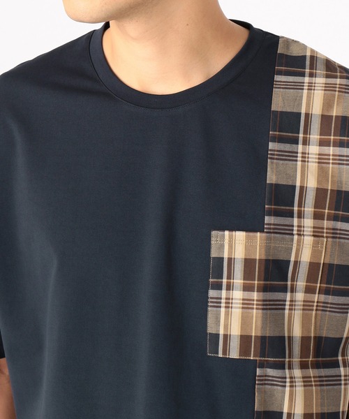 COMME CA ISM(コムサイズム)の「チェック柄 コンビTシャツ(Tシャツ/カットソー・メンズ・ブラック/ネイビー・MEDIUM/LARGE)」の3枚目の写真