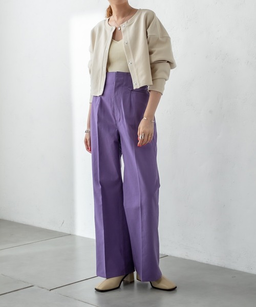 mystic（ミスティック）の「スラブコットンランチパンツ（スラックス・レディース・ブラック/パープル/オフホワイト・1/2）」の8枚目の写真