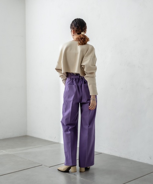 mystic（ミスティック）の「スラブコットンランチパンツ（スラックス・レディース・ブラック/パープル/オフホワイト・1/2）」の12枚目の写真