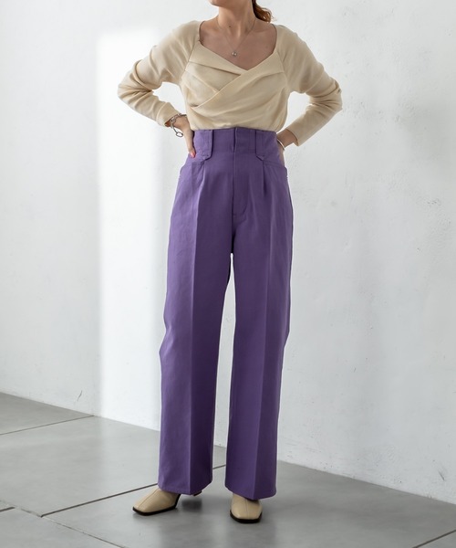 mystic（ミスティック）の「スラブコットンランチパンツ（スラックス・レディース・ブラック/パープル/オフホワイト・1/2）」の17枚目の写真