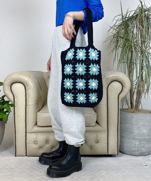 Oriens JOURNAL STANDARD（オリエンス ジャーナルスタンダード）の「クロシェニットトートバッグ◆（トートバッグ・レディース・ブラック/ブラウン/ネイビー・FREE）」の4枚目の写真