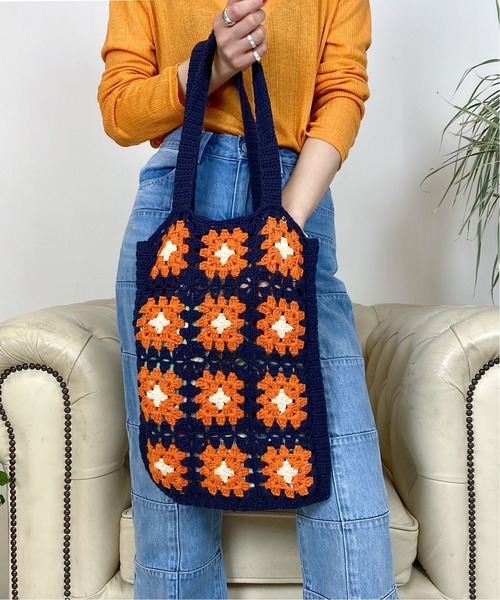 Oriens JOURNAL STANDARD（オリエンス ジャーナルスタンダード）の「クロシェニットトートバッグ◆（トートバッグ・レディース・ブラック/ブラウン/ネイビー・FREE）」の6枚目の写真