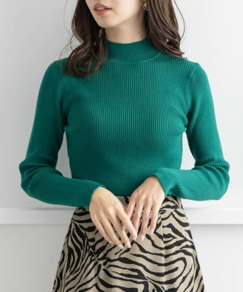 clear（クリア）の「ハイネックベーシックリブニットトップス（ニット/セーター・レディース・ブラック/グリーン/アイボリー/マスタード/ターコイズブルー/グレイッシュベージュ/ワインレッド・F）」の4枚目の写真