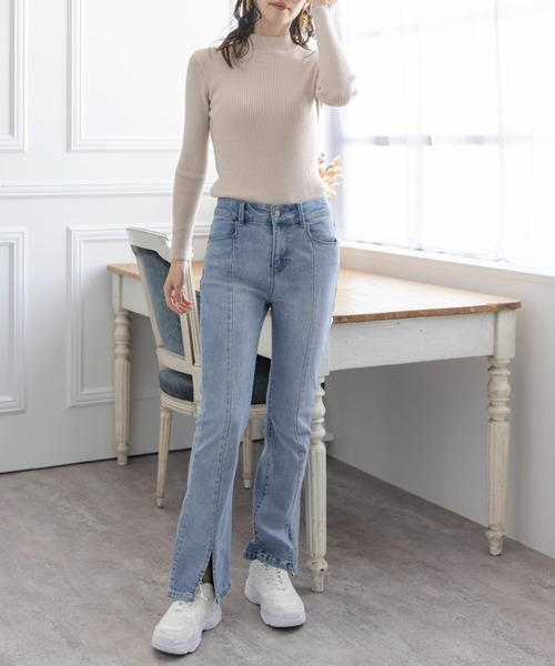 clear（クリア）の「ハイネックベーシックリブニットトップス（ニット/セーター・レディース・ブラック/グリーン/アイボリー/マスタード/ターコイズブルー/グレイッシュベージュ/ワインレッド・F）」の13枚目の写真