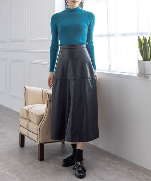 clear（クリア）の「ハイネックベーシックリブニットトップス（ニット/セーター・レディース・ブラック/グリーン/アイボリー/マスタード/ターコイズブルー/グレイッシュベージュ/ワインレッド・F）」の16枚目の写真