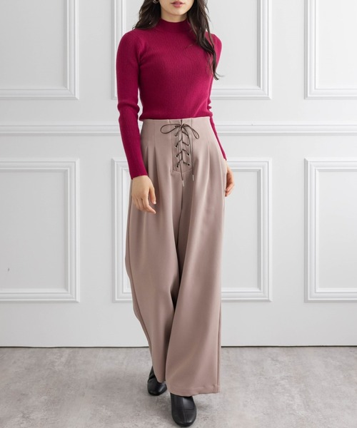 clear（クリア）の「ハイネックベーシックリブニットトップス（ニット/セーター・レディース・ブラック/グリーン/アイボリー/マスタード/ターコイズブルー/グレイッシュベージュ/ワインレッド・F）」の20枚目の写真