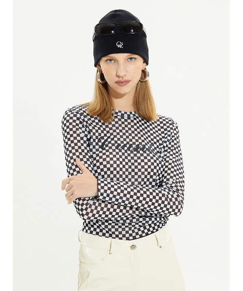 CRANK(クランク)の「A'GEM/9 × .kom『CRANK/クランク』LOGO SHORT BEANIE/ロゴデザイン ニットキャップ(ニットキャップ/ビーニー・レディース・ブラック/ピンク・FREE)」の8枚目の写真
