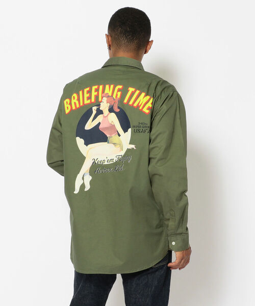 アヴィレックス ピンナップガール ミリタリー シャツ 長袖 バックプリント アヴィレックス ピンナップガール ミリタリー シャツ 長袖 バックプリント