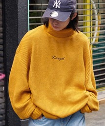 KANGOL/カンゴール 別注 ロゴ刺繍 オーバーサイズ アゼアミ ダルマスリーブ タートルネックニット